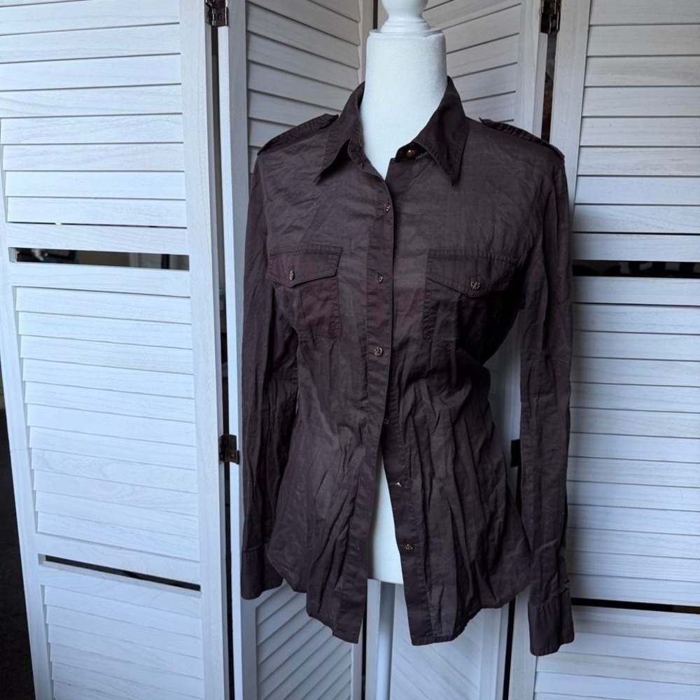 Tory Burch brown button up shirt Size 12